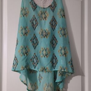 Blue multi colored diamond pattern tank